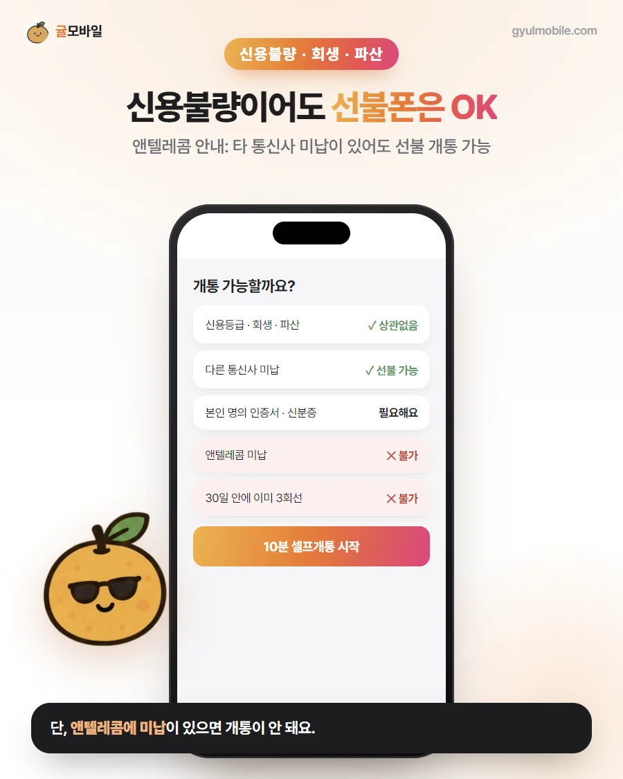 신용불량자 개통 예시 이미지